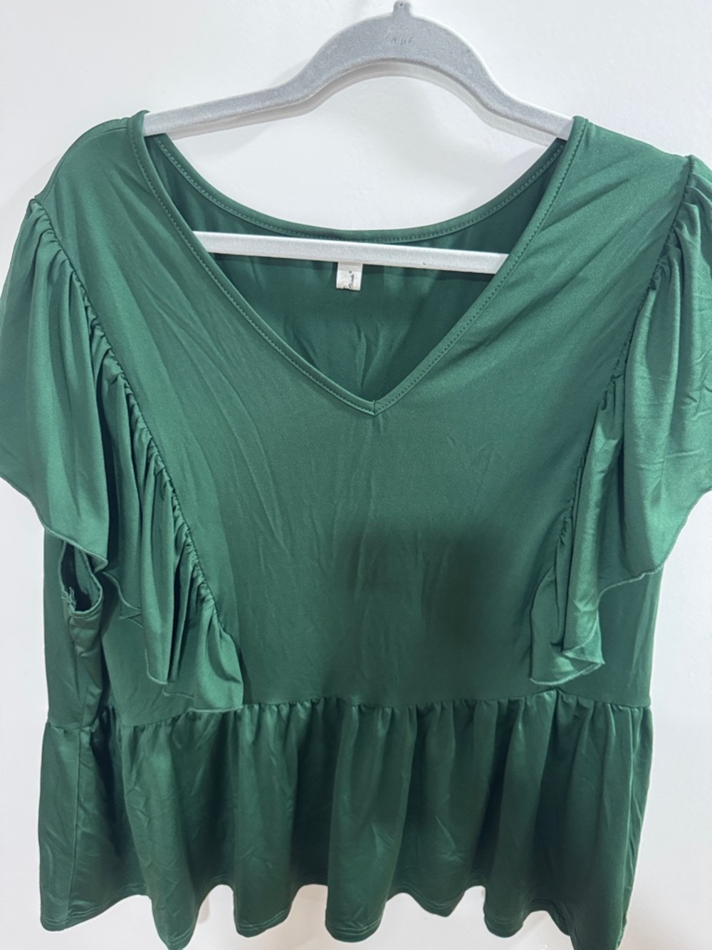 Emerald V-Neck Ruffle Peplum Blouse - Women